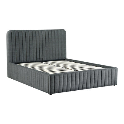 Double bed Zilin charcoal fabric With storage space 160x200cm
