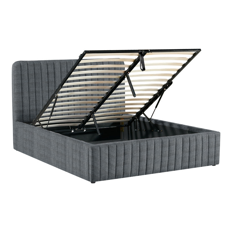 Double bed Zilin charcoal fabric With storage space 160x200cm