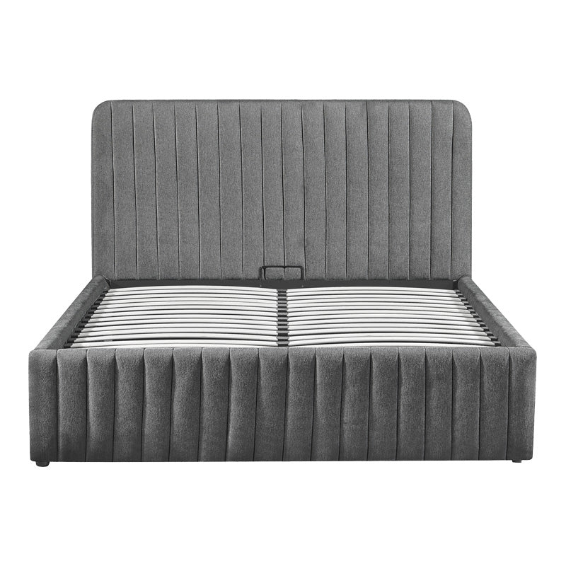 Double bed Zilin charcoal fabric With storage space 160x200cm