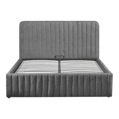 Double bed Zilin charcoal fabric With storage space 160x200cm