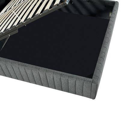 Double bed Zilin charcoal fabric With storage space 160x200cm