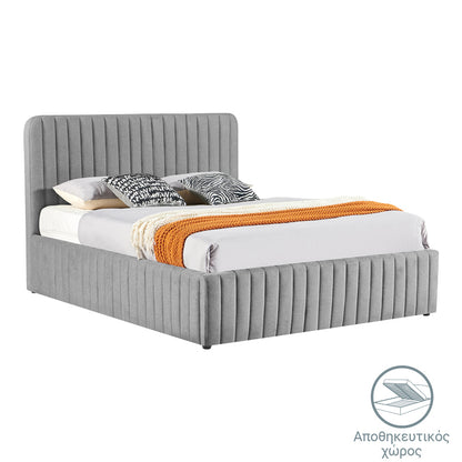 Double bed Zilin gray-beige fabric With storage space 160x200cm