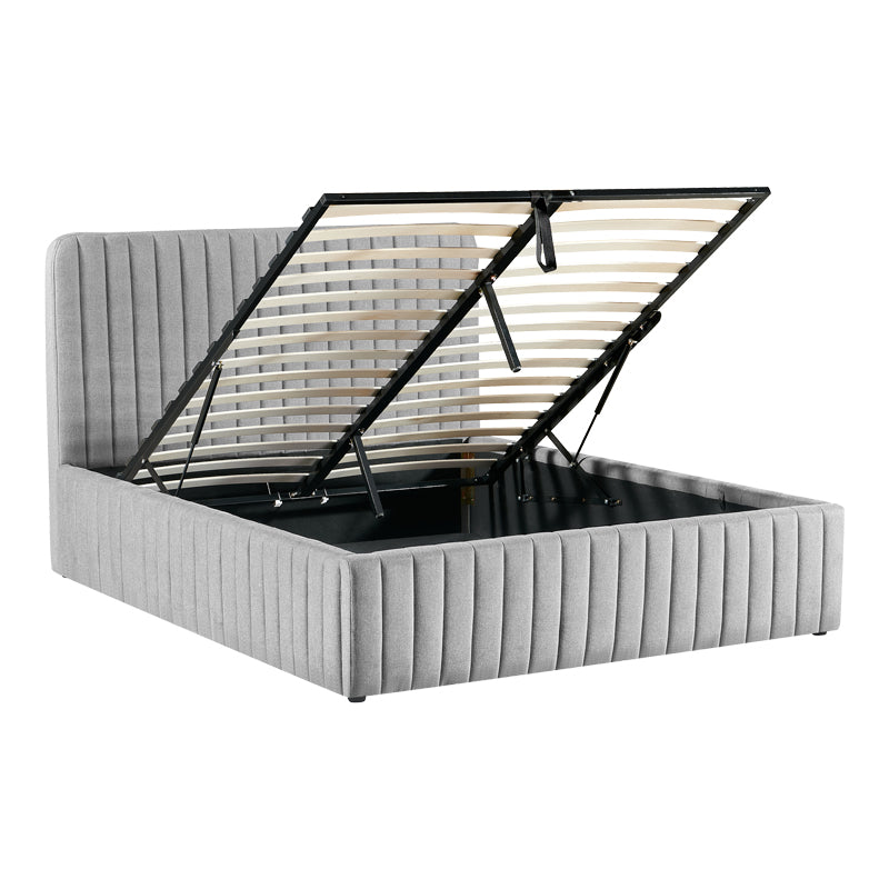Double bed Zilin gray-beige fabric With storage space 160x200cm