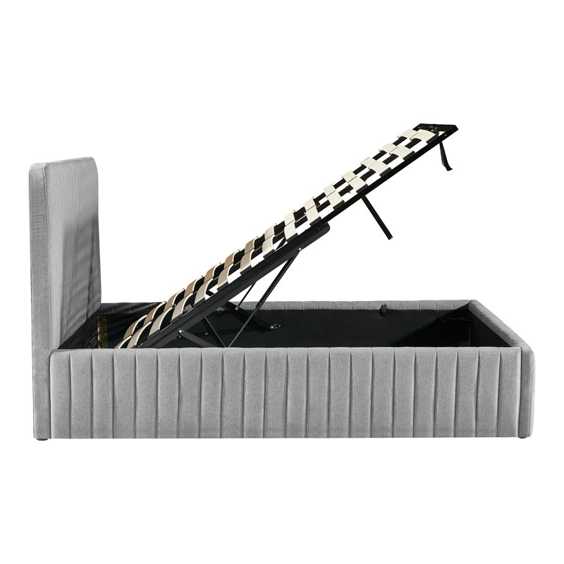 Double bed Zilin gray-beige fabric With storage space 160x200cm