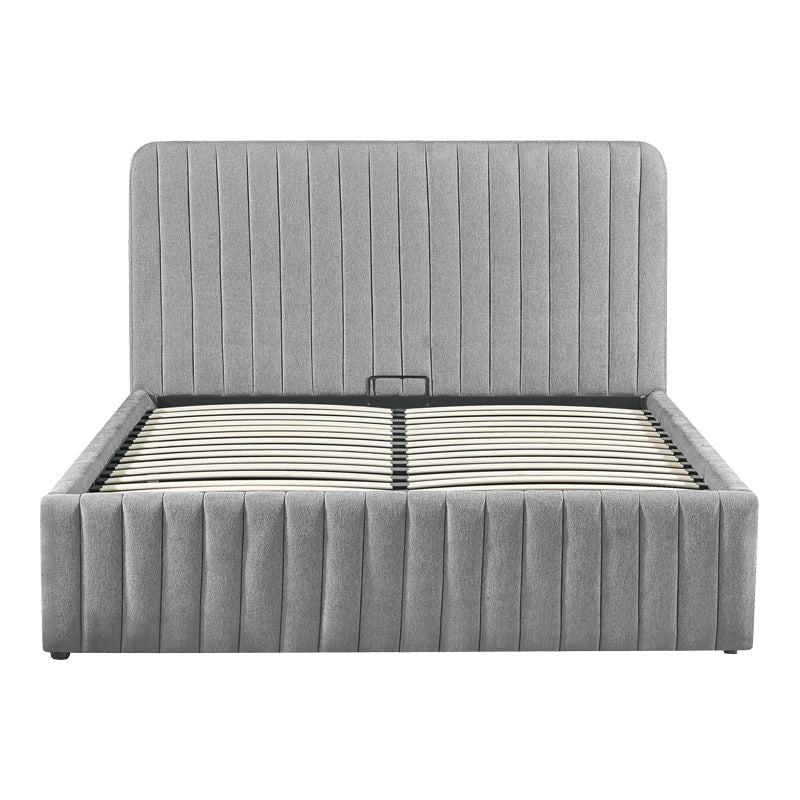 Double bed Zilin gray-beige fabric With storage space 160x200cm