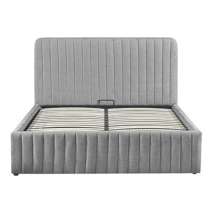 Double bed Zilin gray-beige fabric With storage space 160x200cm