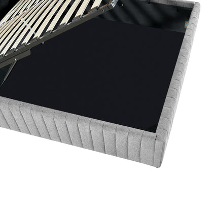 Double bed Zilin gray-beige fabric With storage space 160x200cm