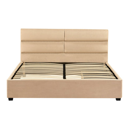 Anay pakoworld double bed with drawer beige fabric 160x200cm