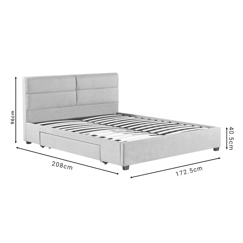 Anay pakoworld double bed with drawer beige fabric 160x200cm