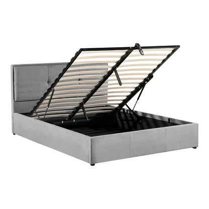 Sonnie pakoworld double bed with storage space charcoal fabric 150x200cm