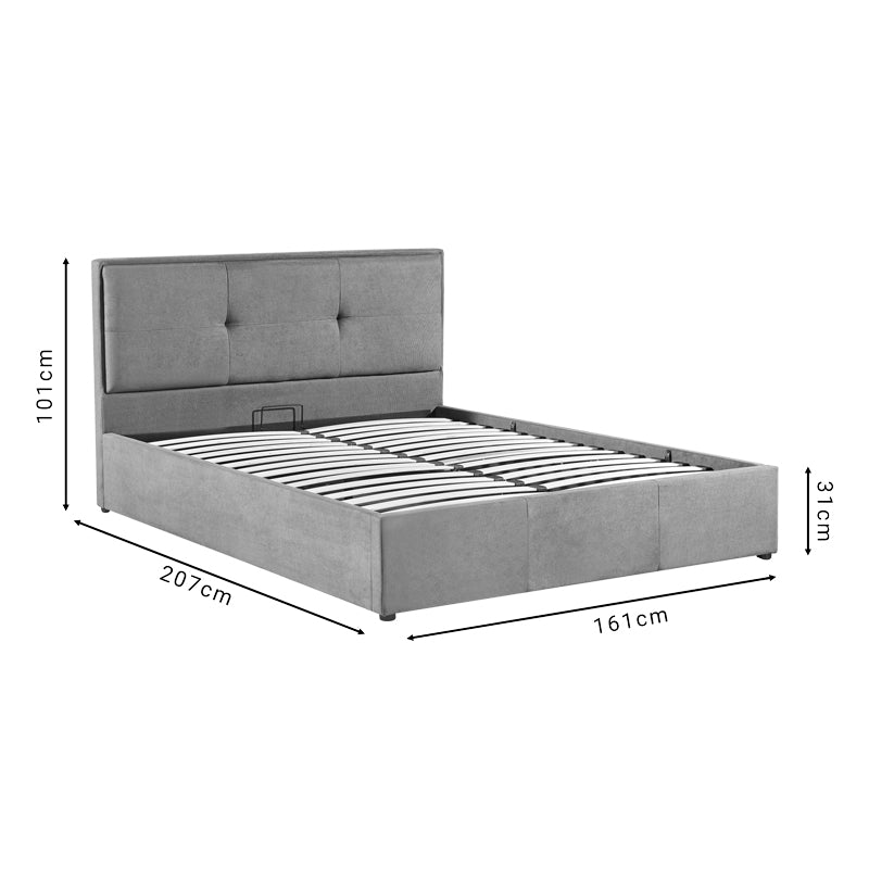 Sonnie pakoworld double bed with storage space charcoal fabric 150x200cm