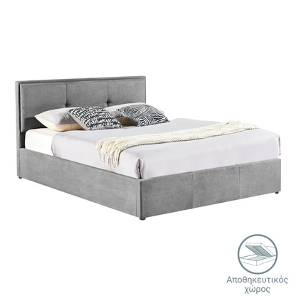Sonnie pakoworld double bed with storage space charcoal fabric 150x200cm