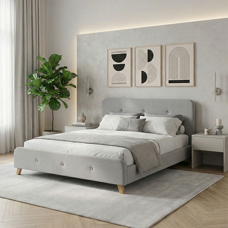 Double bed Restel grey fabric 160x200cm