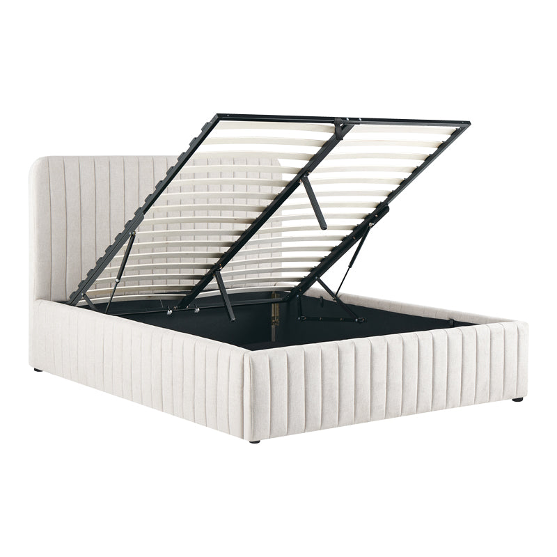 Double bed Zilin beige fabric With storage space 160x200cm