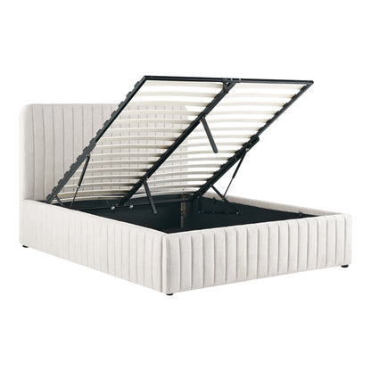 Double bed Zilin beige fabric With storage space 160x200cm