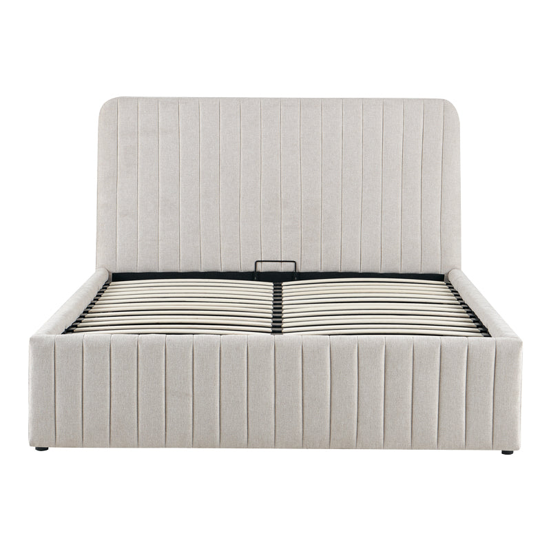Double bed Zilin beige fabric With storage space 160x200cm