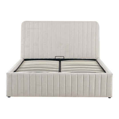 Double bed Zilin beige fabric With storage space 160x200cm