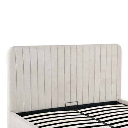 Double bed Zilin beige fabric With storage space 160x200cm