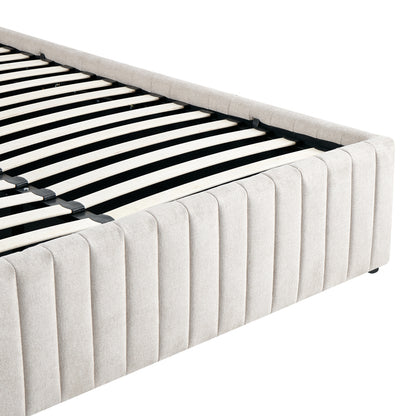 Double bed Zilin beige fabric With storage space 160x200cm