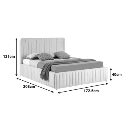 Double bed Zilin beige fabric With storage space 160x200cm