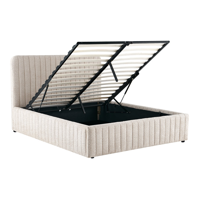Double bed Zilin beige bouble fabric With storage space 160x200cm