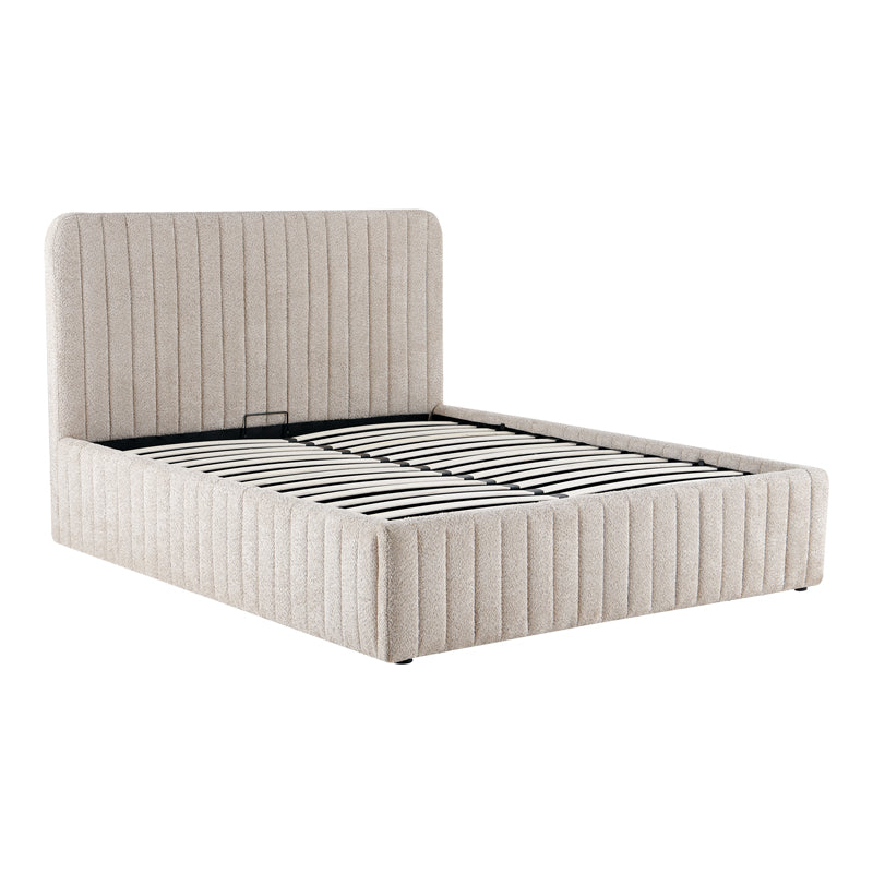 Double bed Zilin beige bouble fabric With storage space 160x200cm