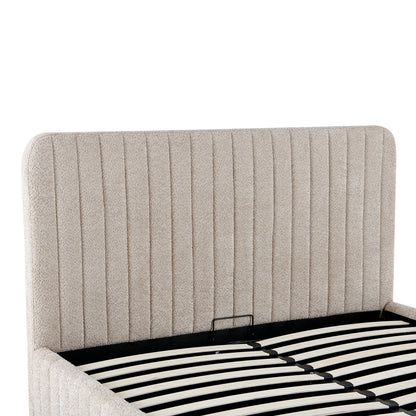 Double bed Zilin beige bouble fabric With storage space 160x200cm