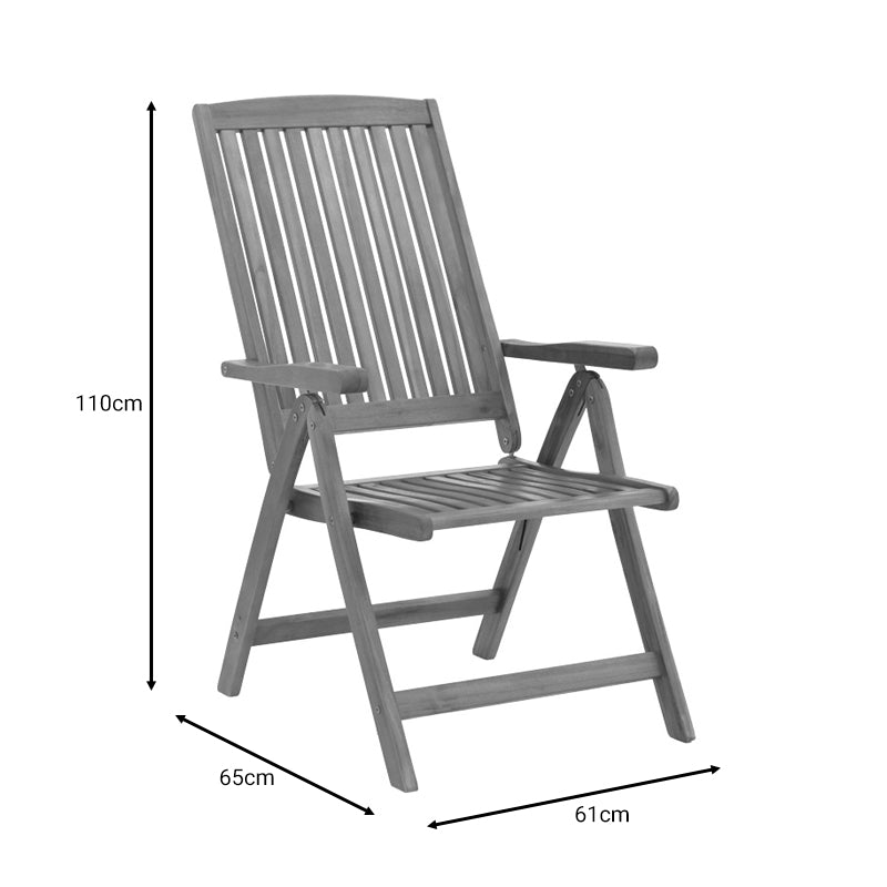 5-seat armchair Zerco pakoworld folding acacia wood natural 61x65x110cm