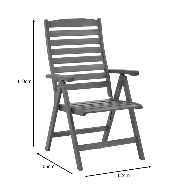 Foldable 5 position armchair Warmo pakoworld acacia wood natural 62x66x110cm