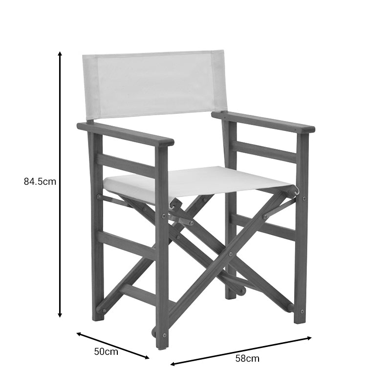 Director armchair Bistrual pakoworld acacia wood natural-white cloth