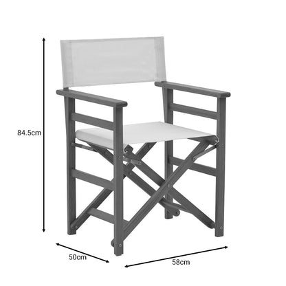 Director armchair Bistrual pakoworld acacia wood natural-white cloth