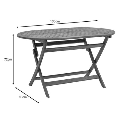 Falov pakoworld folding table natural solid acacia wood 130x80x72cm