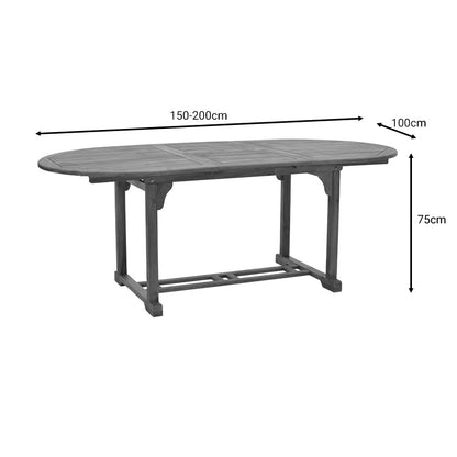 Sopho pakoworld table expandable natural acacia wood 200/150x100x75cm