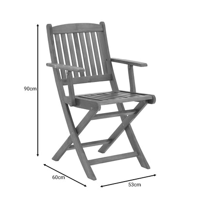 Recofly pakoworld folding armchair natural acacia wood 52x53x85cm