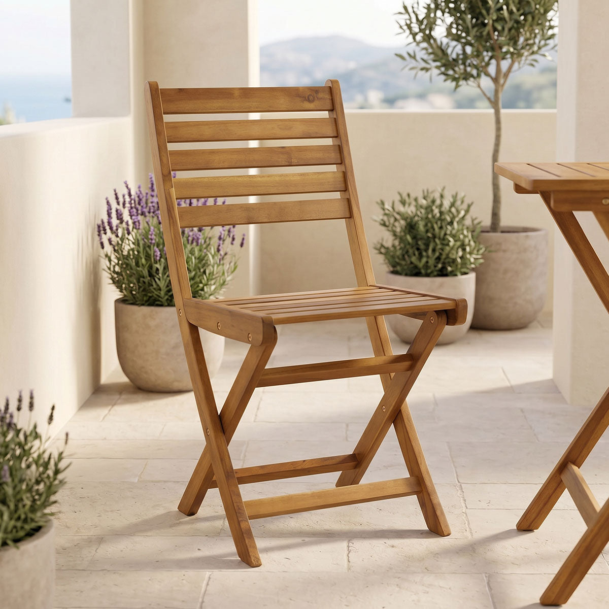 Fatel folding chair acacia wood natural 40x53x82cm