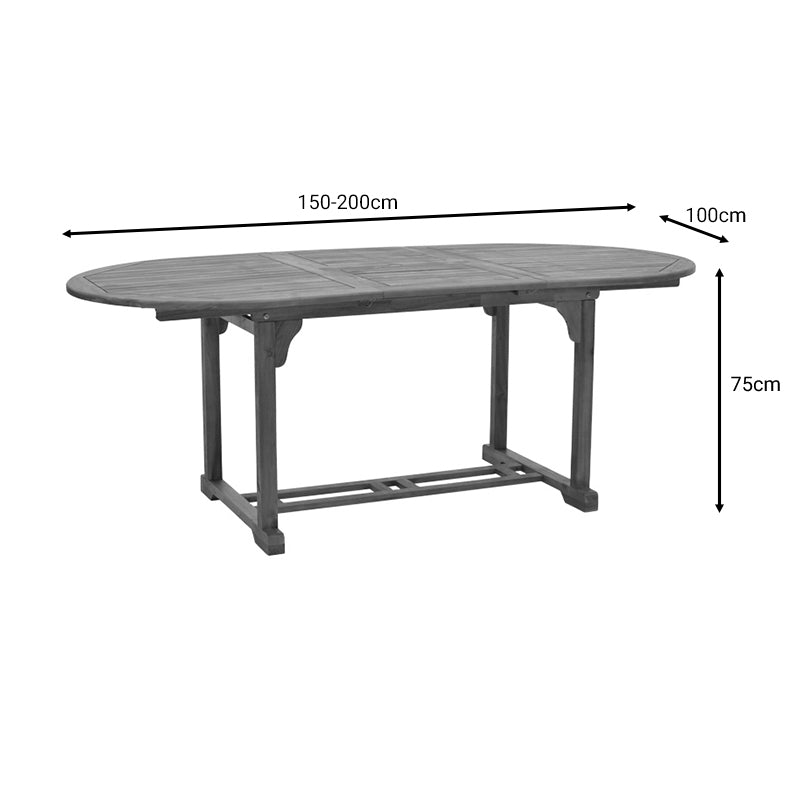 Dining table Zerco-Sopho I pakoworld set of 5 natural solid acacia wood 200/150x100x75cm