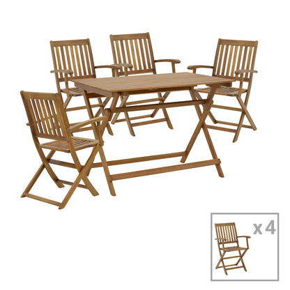 Joter-Jaybo pakoworld dining table set of 5 folding natural solid acacia wood 100x65x72cm