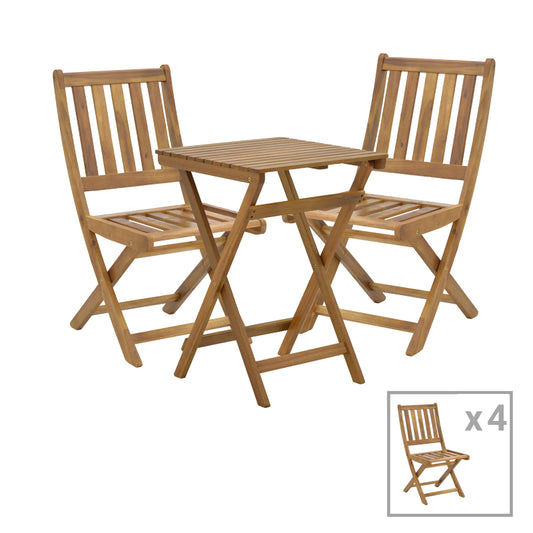 Elijie-Lazio pakoworld dining table set of 5 folding natural solid acacia wood 50x50x70cm