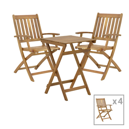 Mobie-Lazio pakoworld dining table set of 5 folding natural solid acacia wood 50x50x70cm