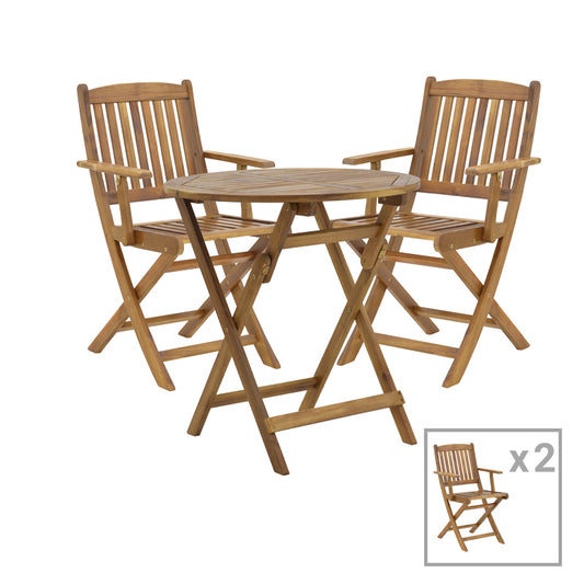 Dining table Recofly-Carpuva pakoworld set of 3 folding natural solid acacia wood D70x74cm