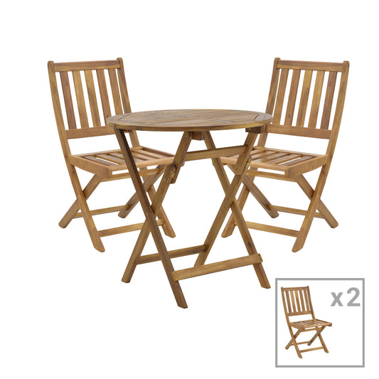 Elijie-Carpuva pakoworld dining table set of 3 folding natural solid acacia wood D70x74cm