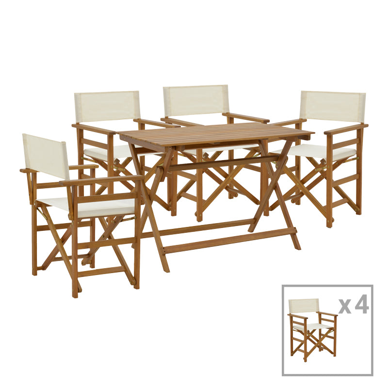 Dining room Bistrual-Jaybo pakoworld set of 5 folding natural solid acacia wood 100x65x72cm