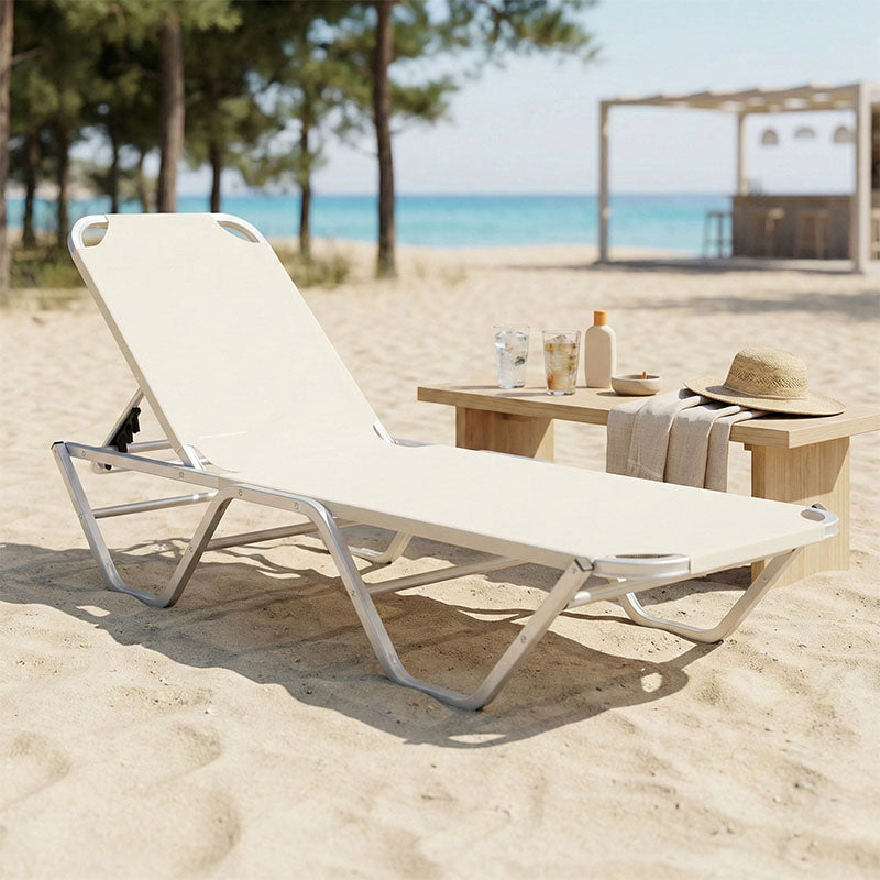 Dessie deckchair aluminum stackable textilene off-white 56x188x30cm
