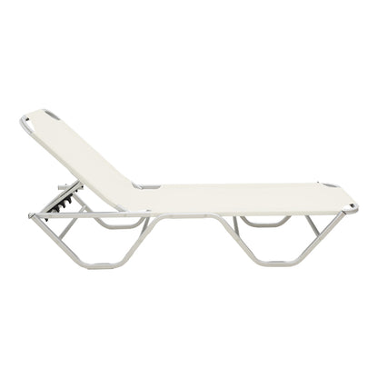 Dessie deckchair aluminum stackable textilene off-white 56x188x30cm