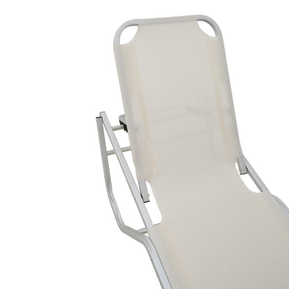 Dessie deckchair aluminum stackable textilene off-white 56x188x30cm