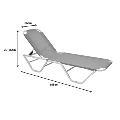 Dessie deckchair aluminum stackable textilene off-white 56x188x30cm