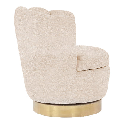 Rotating armchair Joyo pakoworld teddy fabric cream-gold 73x68x74.5cm