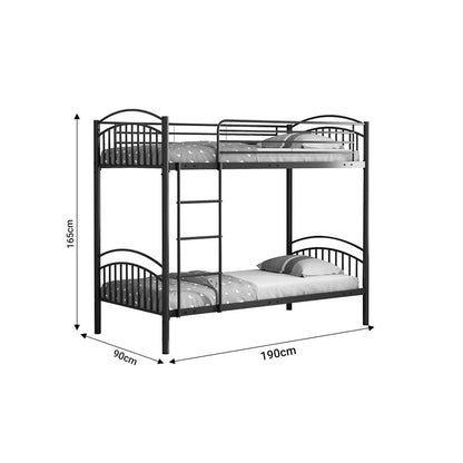 Bunk bed  Mordecai pakoworld black metal 97.5x200x165cm