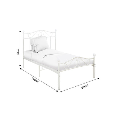 Bed Yorick pakoworld white metal 90x190x99cm