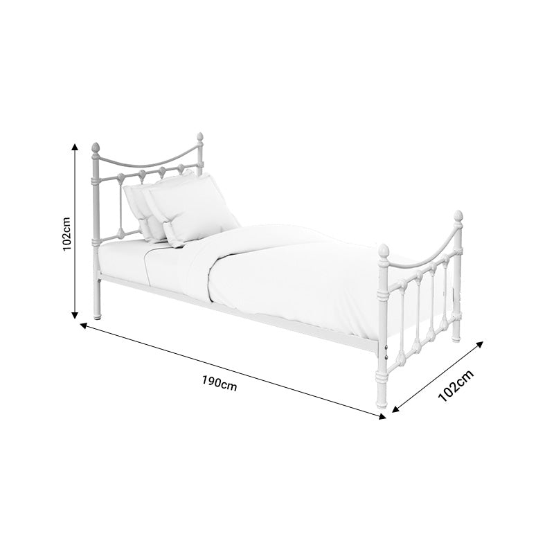 Bed Beowulf pakoworld white metal 90x190x102cm